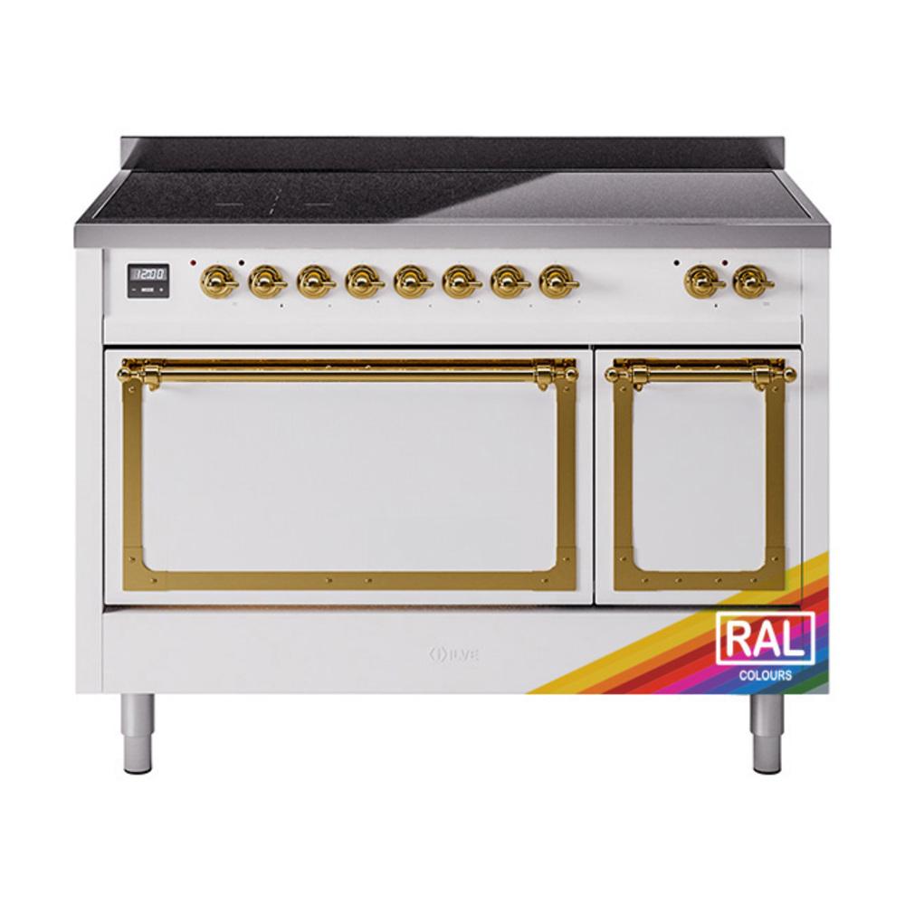 Ilve UNI486QNMPRAG Ilve Uni486Qnmprag Nostalgie Ii Noblesse 48" Induction Range (Solid Door, Ral, Brass)