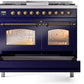 Ilve UPD40FNMPMBB Nostalgie Ii 40 Inch Dual Fuel Natural Gas Freestanding Range In Blue With Bronze Trim