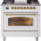 Ilve UP36FNMPWHGLP Nostalgie Ii 36 Inch Dual Fuel Liquid Propane Freestanding Range In White With Brass Trim