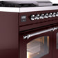 Ilve UPD40FNMPBUCLP Nostalgie Ii 40 Inch Dual Fuel Liquid Propane Freestanding Range In Burgundy With Chrome Trim