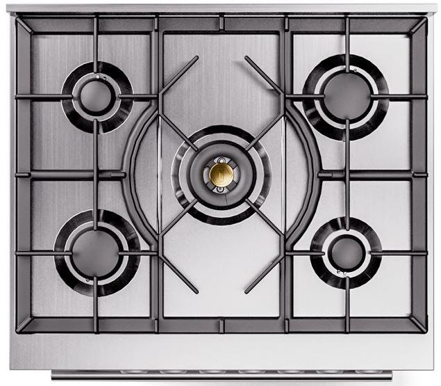 Ilve UP30WMPBG Professional Plus Ii 30 Inch Dual Fuel Natural Gas Freestanding Range In Blue Grey With Trim