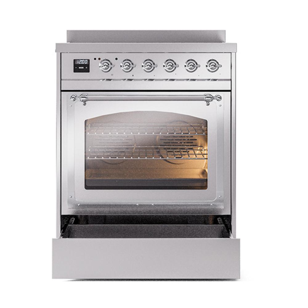 Ilve UNI304NMPSSC Ilve Uni304Nmpssc Nostalgie Ii Noblesse 30" Induction Range (Triple Glass Door, Stainless Steel, Chrome)