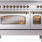 Ilve UPI486NMPSSB Nostalgie Ii 48 Inch Electric Freestanding Range In Stainless Steel With Bronze Trim