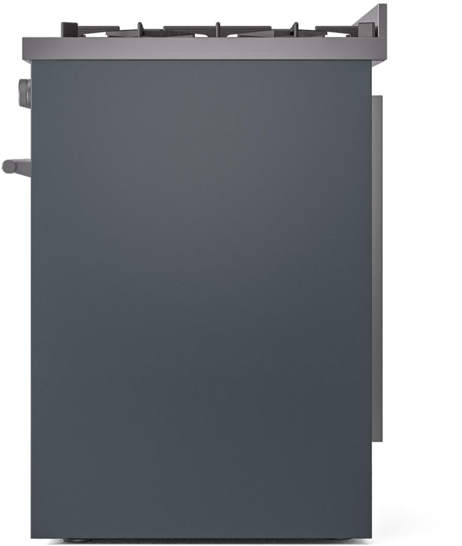 Ilve UP30WMPBGLP Professional Plus Ii 30 Inch Dual Fuel Liquid Propane Freestanding Range In Blue Grey With Trim