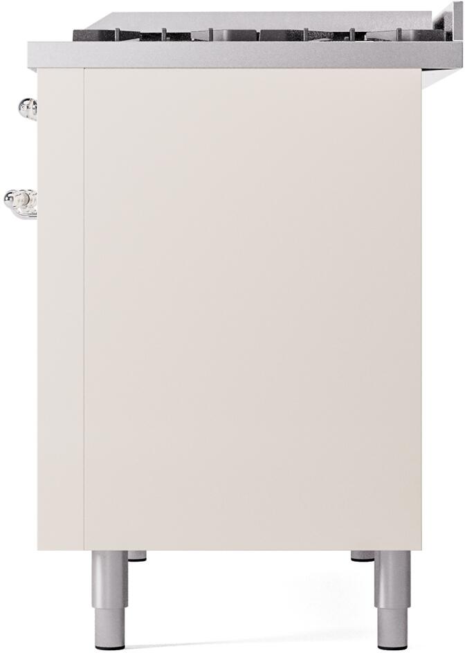 Ilve UP48FNMPAWC Nostalgie Ii 48 Inch Dual Fuel Natural Gas Freestanding Range In Antique White With Chrome Trim