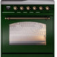 Ilve UPI304NMPEGB Nostalgie Ii 30 Inch Electric Freestanding Range In Emerald Green With Bronze Trim