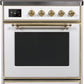 Ilve UMI30NE3WHG Majestic Ii 30 Inch Electric Freestanding Range In White With Brass Trim