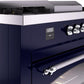 Ilve UP60FSNMPMBC Nostalgie Ii 60 Inch Dual Fuel Natural Gas Freestanding Range In Blue With Chrome Trim