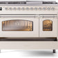 Ilve UP48FNMPAWC Nostalgie Ii 48 Inch Dual Fuel Natural Gas Freestanding Range In Antique White With Chrome Trim