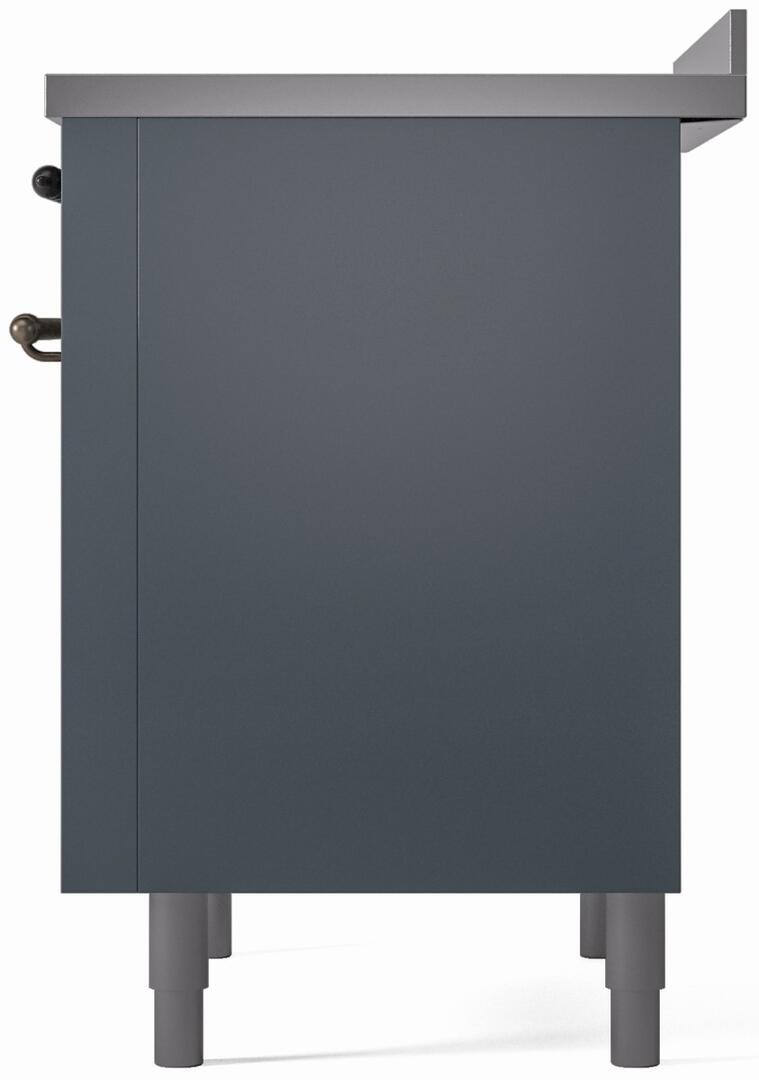 Ilve UPI366NMPBGB Nostalgie Ii 36 Inch Electric Freestanding Range In Blue Grey With Bronze Trim