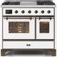 Ilve UMD10FDNS3WHBLP Majestic Ii 40 Inch Dual Fuel Liquid Propane Freestanding Range In White With Bronze Trim