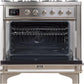 Ilve UM09FDNS3SSC Majestic Ii 36 Inch Dual Fuel Natural Gas Freestanding Range In Stainless Steel With Chrome Trim