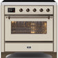 Ilve UMI09NS3AWB Majestic Ii 36 Inch Electric Freestanding Range In Antique White With Bronze Trim