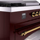 Ilve UP60FSNMPBUG Nostalgie Ii 60 Inch Dual Fuel Natural Gas Freestanding Range In Burgundy With Brass Trim