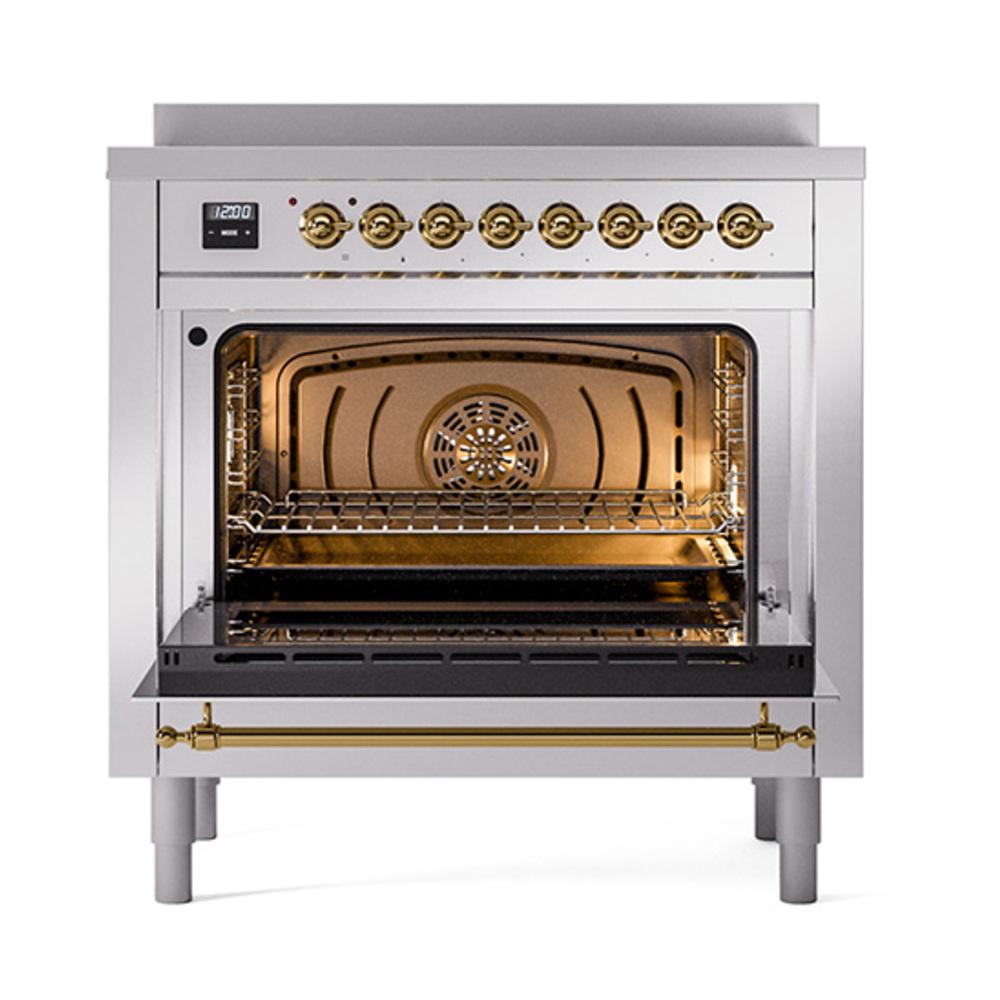 Ilve UNI366QNMPSSG Ilve Uni366Qnmpssg Nostalgie Ii Noblesse 36" Induction Range (Solid Door, Stainless Steel, Brass)