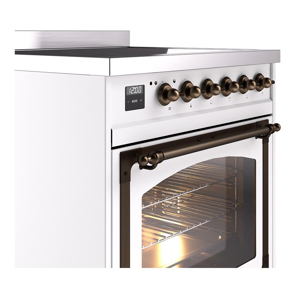 Ilve UNI304NMPWHB Ilve Uni304Nmpwhb Nostalgie Ii Noblesse 30" Induction Range (Triple Glass Door, White, Burnished)