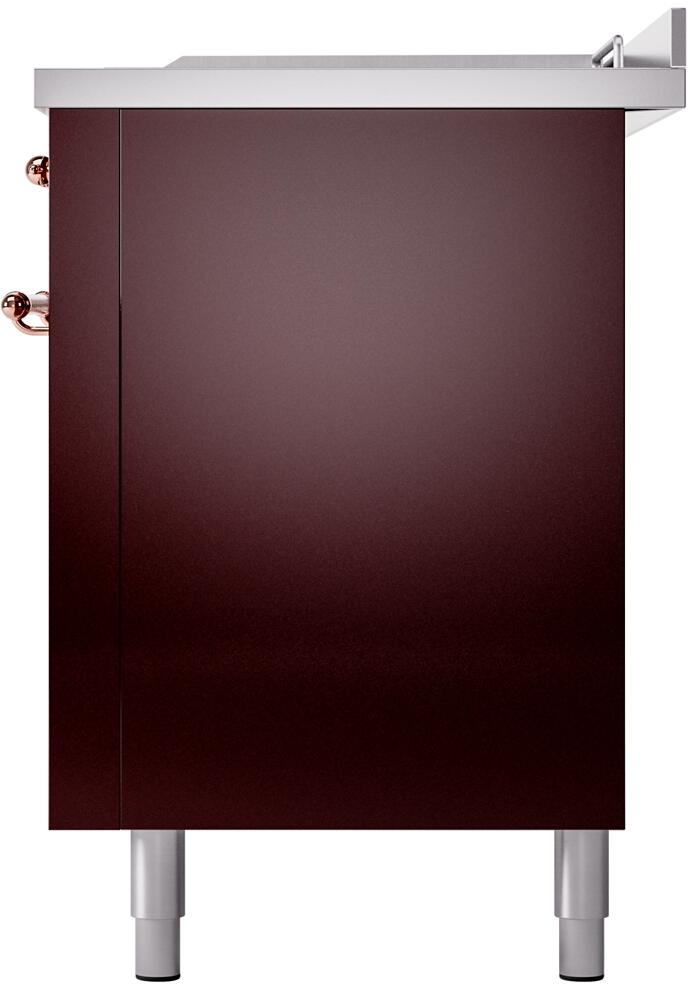 Ilve UP60FSNMPBUPLP Nostalgie Ii 60 Inch Dual Fuel Liquid Propane Freestanding Range In Burgundy With Copper Trim