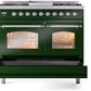 Ilve UPD40FNMPEGC Nostalgie Ii 40 Inch Dual Fuel Natural Gas Freestanding Range In Emerald Green With Chrome Trim