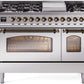 Ilve UP48FNMPSSB Nostalgie Ii 48 Inch Dual Fuel Natural Gas Freestanding Range In Stainless Steel With Bronze Trim