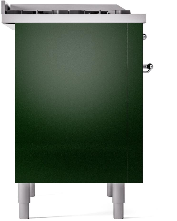 Ilve UP36FNMPEGCLP Nostalgie Ii 36 Inch Dual Fuel Liquid Propane Freestanding Range In Emerald Green With Chrome Trim