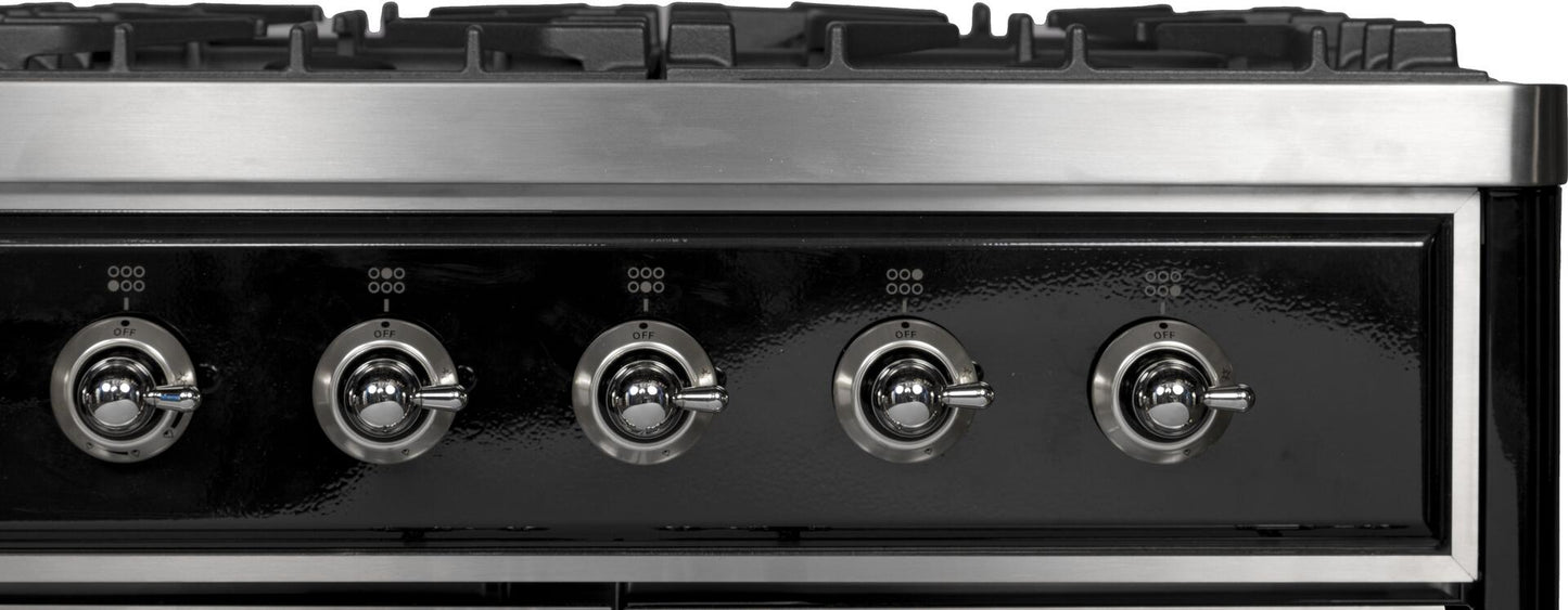 Ilve UMD10FDNS3BKCLP Majestic Ii 40 Inch Dual Fuel Liquid Propane Freestanding Range In Glossy Black With Chrome Trim