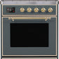 Ilve UM30DNE3BGGLP Majestic Ii 30 Inch Dual Fuel Liquid Propane Freestanding Range In Blue Grey With Brass Trim