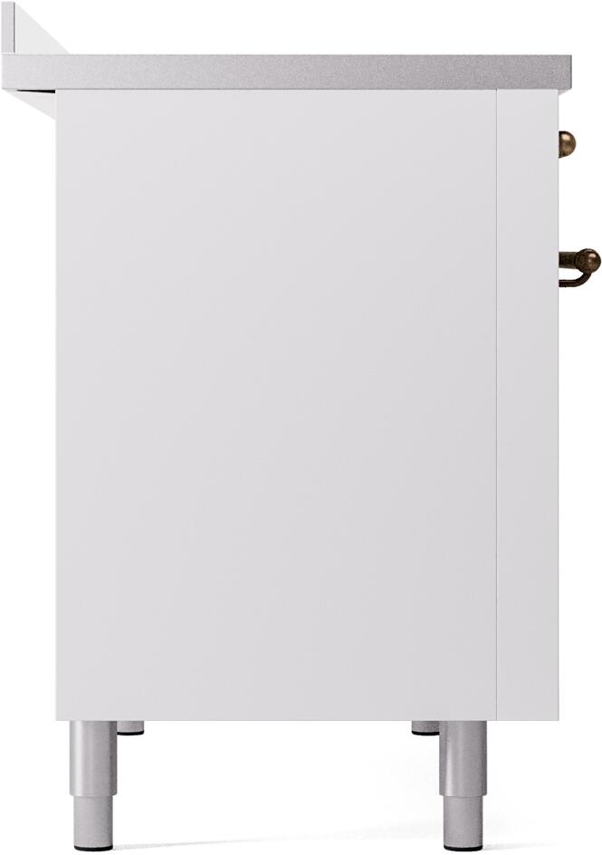 Ilve UPI486NMPWHB Nostalgie Ii 48 Inch Electric Freestanding Range In White With Bronze Trim