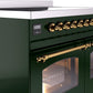 Ilve UPDI406NMPEGG Nostalgie Ii 40 Inch Electric Freestanding Range In Emerald Green With Brass Trim