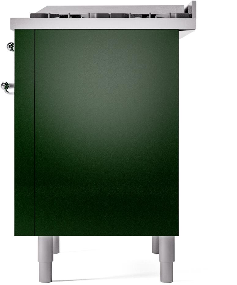 Ilve UP36FNMPEGCLP Nostalgie Ii 36 Inch Dual Fuel Liquid Propane Freestanding Range In Emerald Green With Chrome Trim