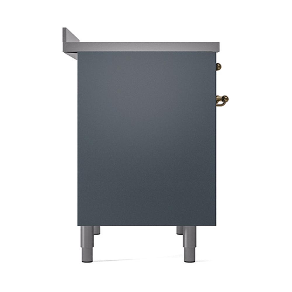 Ilve UNDI406QNMPBGG Ilve Undi406Qnmpbgg Nostalgie Ii Noblesse 40" Induction Range (Solid Door, Blue Grey, Brass)