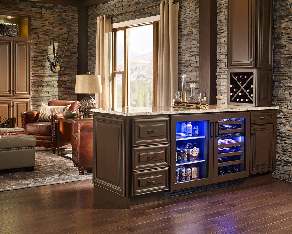 True Residential TWC15LOGC 15 Inch Single Zone Overlay Glass Door Left Hinge Undercounter Wine Cabinet