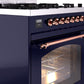 Ilve UP30NMPMBPLP Nostalgie Ii 30 Inch Dual Fuel Liquid Propane Freestanding Range In Blue With Copper Trim