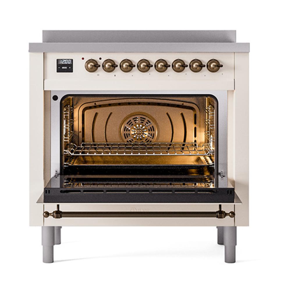 Ilve UNI366QNMPAWB Ilve Uni366Qnmpawb Nostalgie Ii Noblesse 36" Induction Range (Solid Door, Antique White, Burnished)