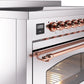 Ilve UPI486NMPSSP Nostalgie Ii 48 Inch Electric Freestanding Range In Stainless Steel With Copper Trim