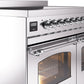 Ilve UPDI406NMPSSC Nostalgie Ii 40 Inch Electric Freestanding Range In Stainless Steel With Chrome Trim