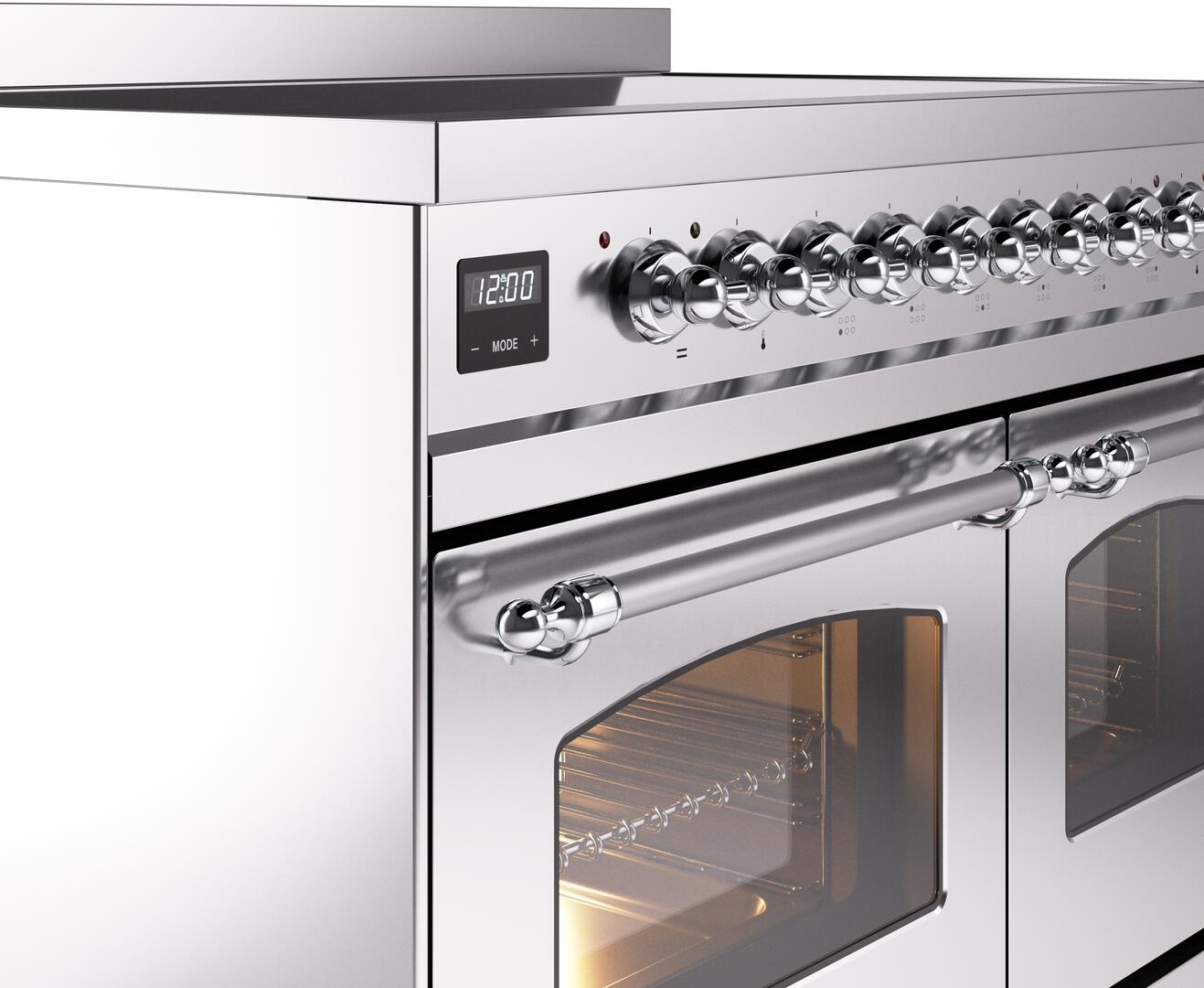 Ilve UPDI406NMPSSC Nostalgie Ii 40 Inch Electric Freestanding Range In Stainless Steel With Chrome Trim