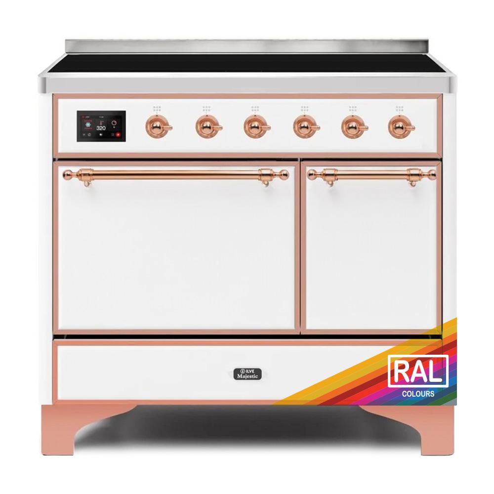 Ilve UMDI10QNS3RAP Ilve Majestic Ii 40 Umdi10Qns3Rap Freestanding Electric Range With Induction Double Oven With Solid Door In Ral Color With Copper Knobs