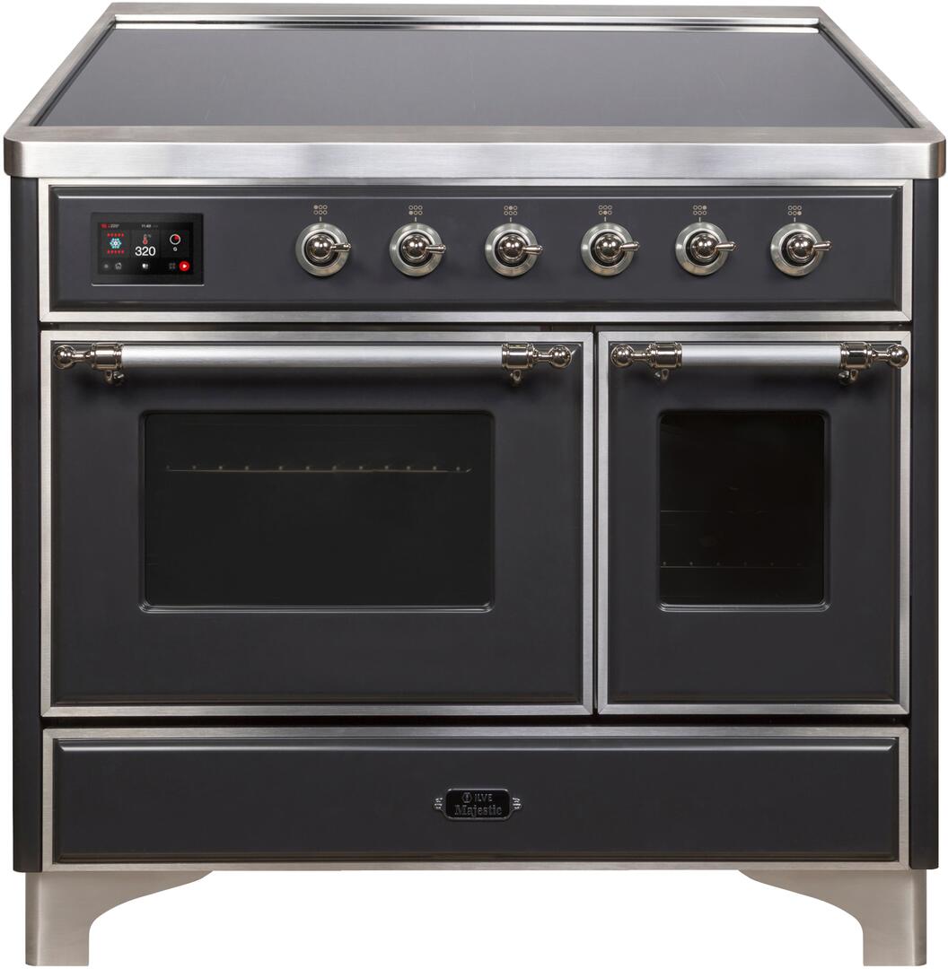 Ilve UMDI10NS3MGC Majestic Ii 40 Inch Electric Freestanding Range In Matte Graphite With Chrome Trim