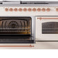 Ilve UP60FSNMPAWPLP Nostalgie Ii 60 Inch Dual Fuel Liquid Propane Freestanding Range In Antique White With Copper Trim