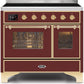 Ilve UMDI10NS3BUG Majestic Ii 40 Inch Electric Freestanding Range In Burgundy With Brass Trim