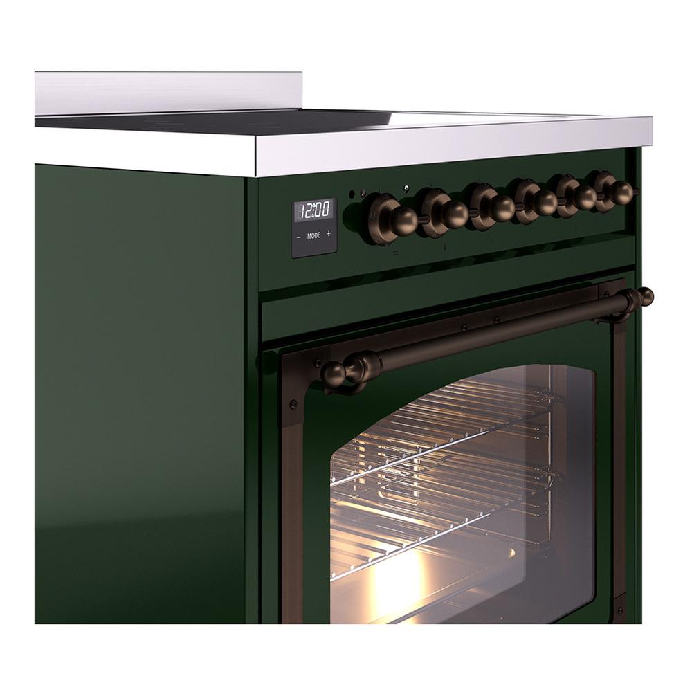 Ilve UNI304NMPEGB Ilve Uni304Nmpegb Nostalgie Ii Noblesse 30" Induction Range (Triple Glass Door, Emerald Green, Burnished)