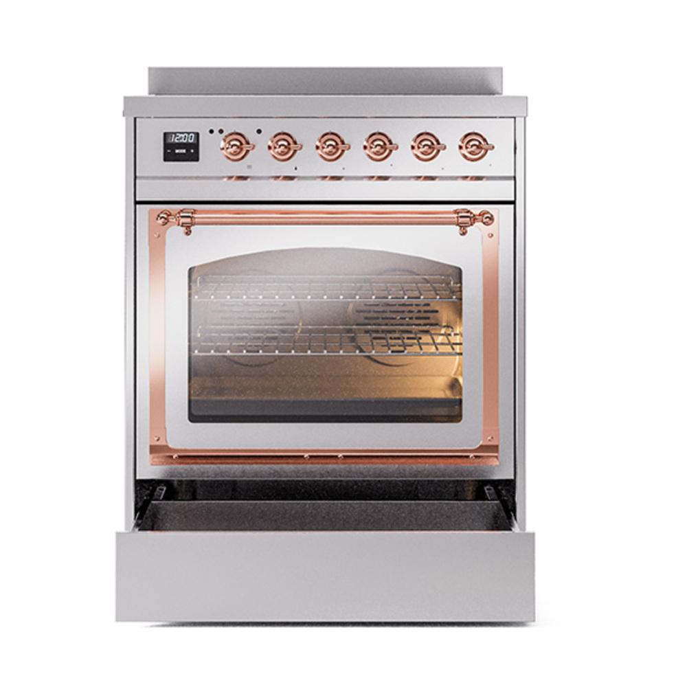 Ilve UNI304NMPSSP Ilve Uni304Nmpssp Nostalgie Ii Noblesse 30" Induction Range (Triple Glass Door, Stainless Steel, Copper)