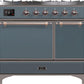 Ilve UMD10FDQNS3BGB Majestic Ii 40 Inch Dual Fuel Natural Gas Freestanding Range In Blue Grey With Bronze Trim