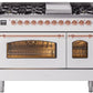 Ilve UP48FNMPWHPLP Nostalgie Ii 48 Inch Dual Fuel Liquid Propane Freestanding Range In White With Copper Trim