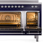 Ilve UPI486NMPMBC Nostalgie Ii 48 Inch Electric Freestanding Range In Blue With Chrome Trim