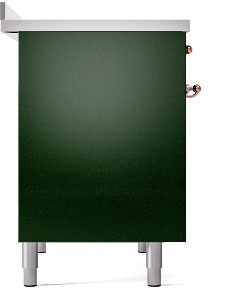 Ilve UPDI406NMPEGP Nostalgie Ii 40 Inch Electric Freestanding Range In Emerald Green With Copper Trim