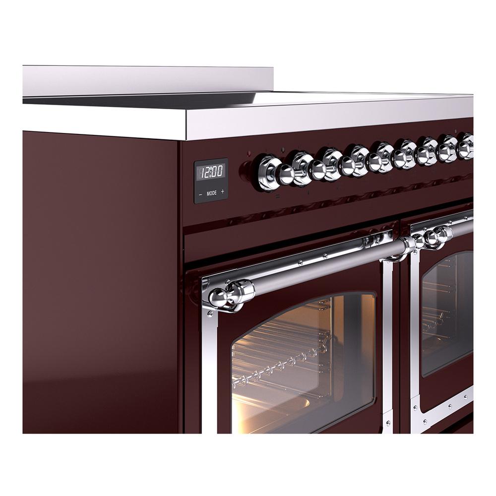 Ilve UNDI406NMPBUC Ilve Undi406Nmpbuc Nostalgie Ii Noblesse 40" Induction Range (Triple Glass Door, Burgundy, Chrome)