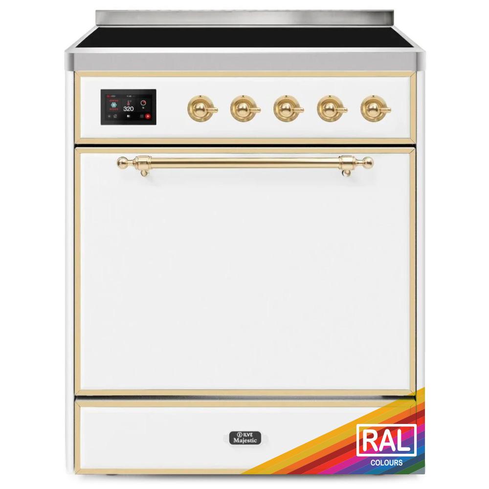 Ilve UMI30QNE3RAG Ilve Majestic Ii 30 Umi30Qne3Rag Freestanding Electric Range With Induction Single Oven With Solid Door In Ral Color With Brass Knobs