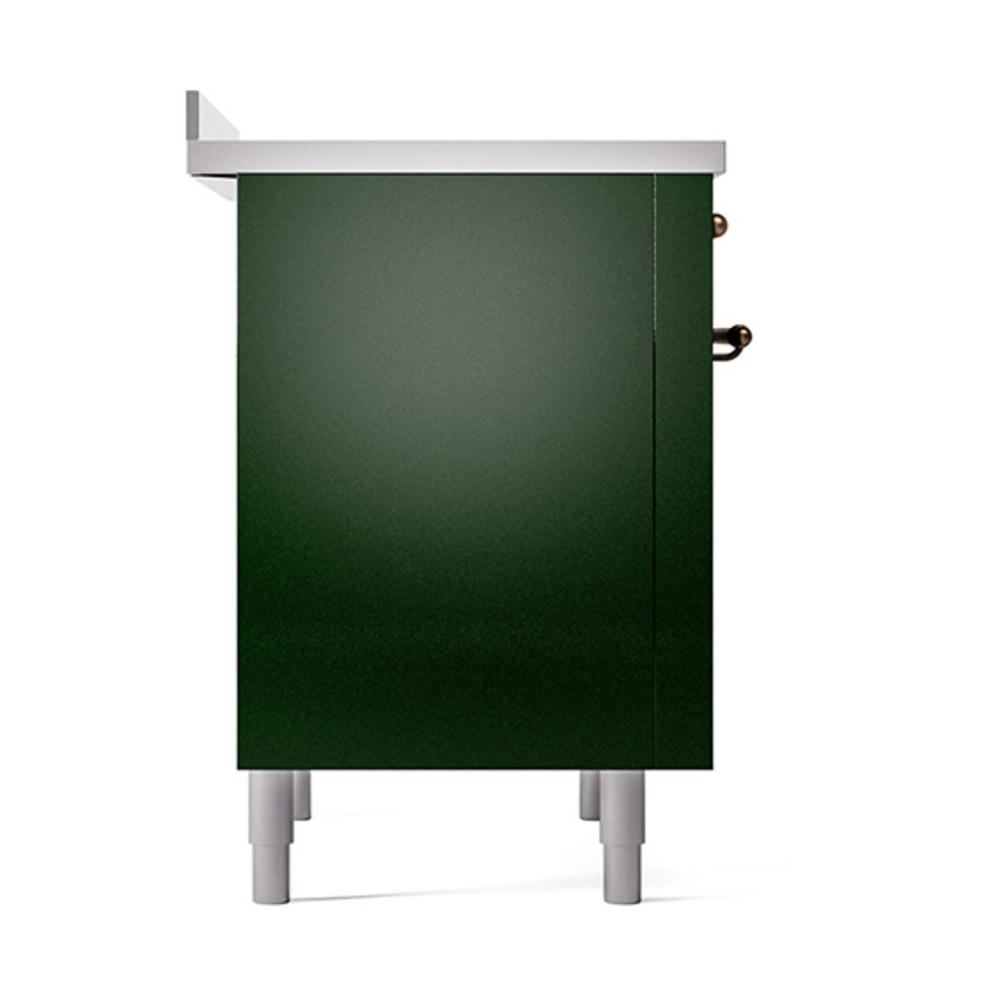 Ilve UNI366QNMPEGB Ilve Uni366Qnmpegb Nostalgie Ii Noblesse 36" Induction Range (Solid Door, Emerald Green, Burnished)