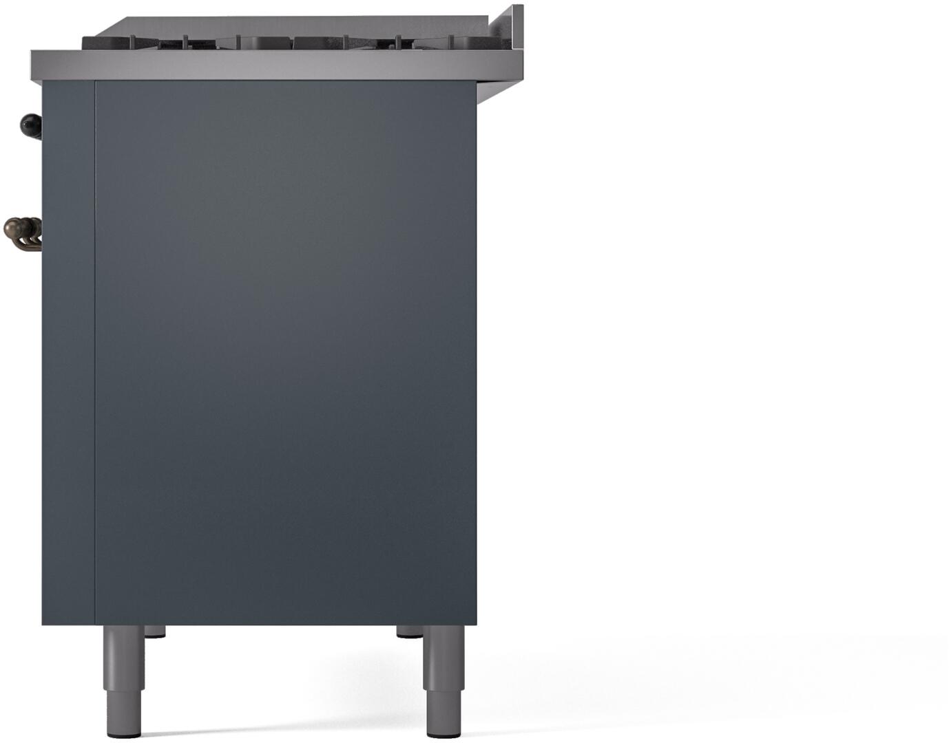 Ilve UP48FNMPBGBLP Nostalgie Ii 48 Inch Dual Fuel Liquid Propane Freestanding Range In Blue Grey With Bronze Trim